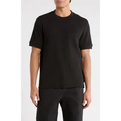Imperfects Waffle Knit Cotton T-shirt In Black
