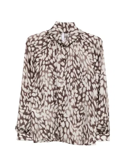 Imperial Abstract-print Gathered Blouse In Brown