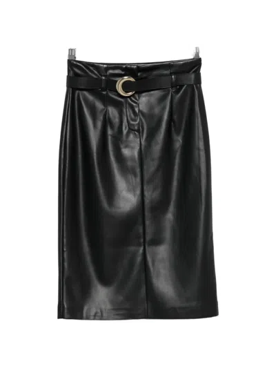 Imperial Belted Faux-leather Skirt In Black