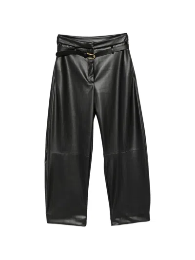 Imperial Belted Faux-leather Trousers In Black