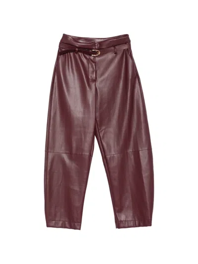 Imperial Belted Faux-leather Trousers In Burgundy