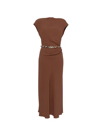 Imperial Belted Maxi Dress In Brown