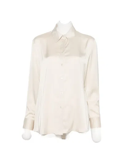 Imperial Belted Satin-finish Shirt In Neutral