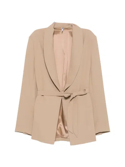 Imperial Belted Shawl-lapel Jacket In Neutral