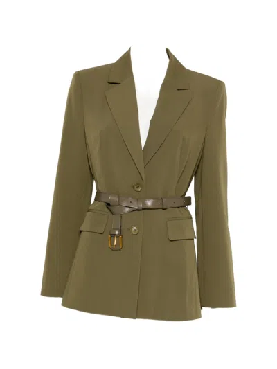 Imperial Belted Single-breasted Blazer In Green