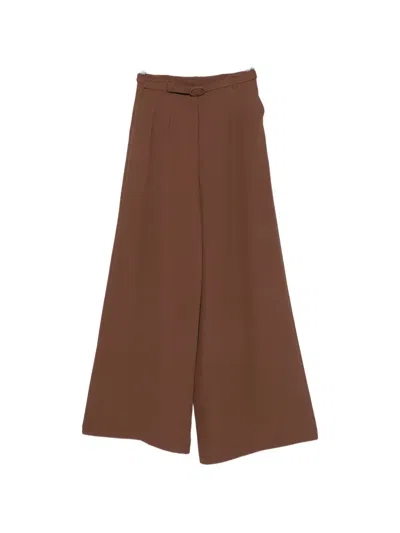 Imperial Belted Wide-leg Palazzo Pants In Brown