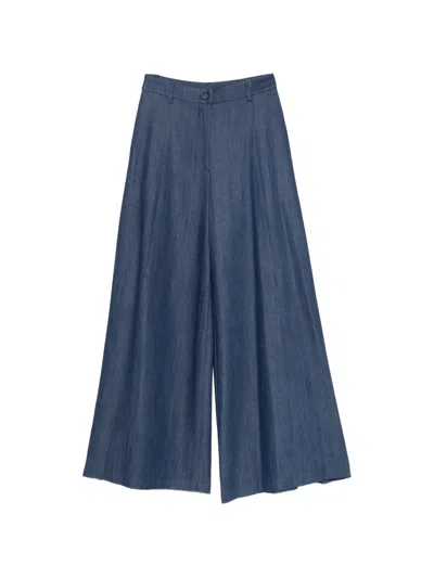Imperial Belt-loop Palazzo Pants In Blue
