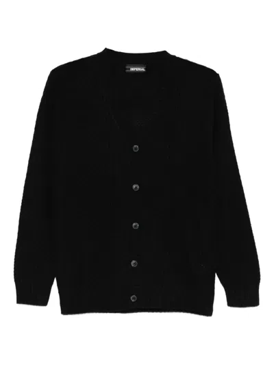 Imperial Button-fastening Textured Cardigan In Black