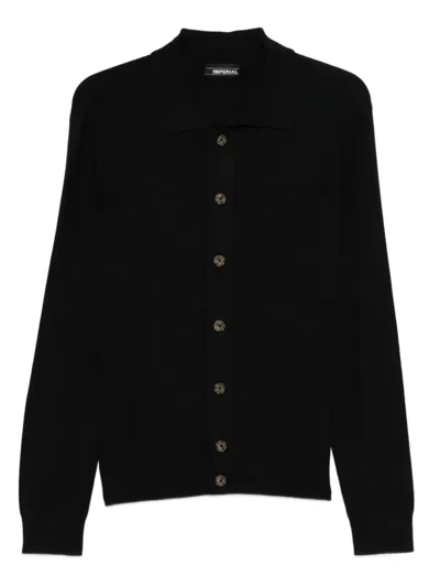Imperial Buttoned Pocket Cardigan In Black