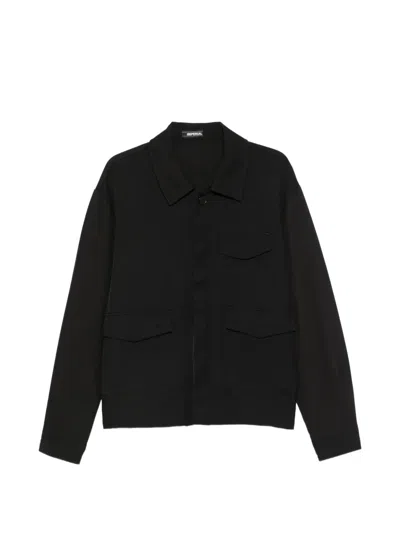 Imperial Button-up Flap-pocket Shirt Jacket In Black