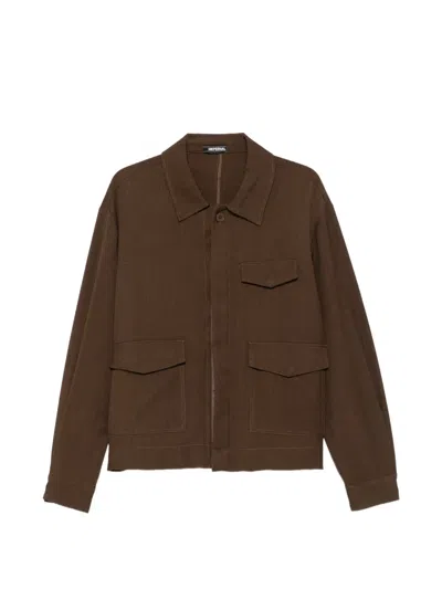 Imperial Button-up Flap-pocket Shirt Jacket In Brown