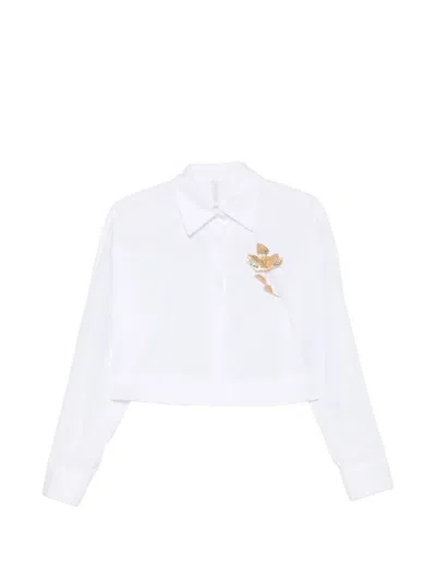 Imperial Cropped Long-sleeve Shirt In White