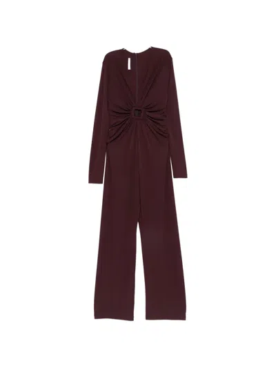 Imperial Cut-out Gathered Jumpsuit In Brown
