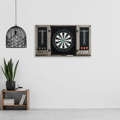 Imperial Dartboard And Cabinet Set With Darts In Silver Mist