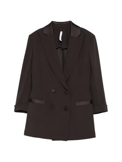 Imperial Double-breasted Three-quarter Sleeve Blazer In Braun