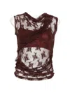 Imperial Draped Lace Top In Multi