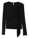 Imperial Draped Long-sleeve Top In Black