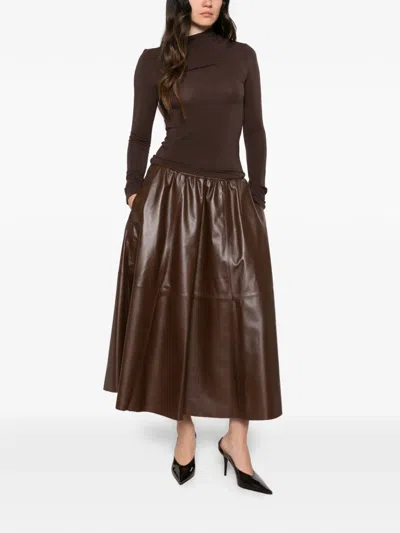 Imperial Draped Long-sleeve Top In Burgundy