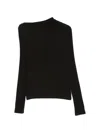 Imperial Draped Long-sleeve Top In Black