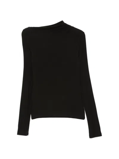 Imperial Draped Long-sleeve Top In Black