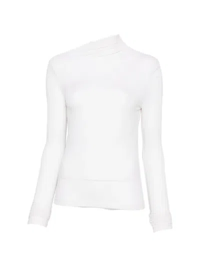 Imperial Draped Long-sleeve Top In White