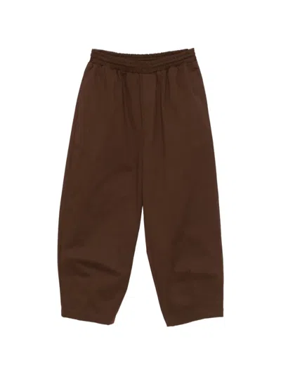 Imperial Elasticated-waist Wide-leg Trousers In Brown