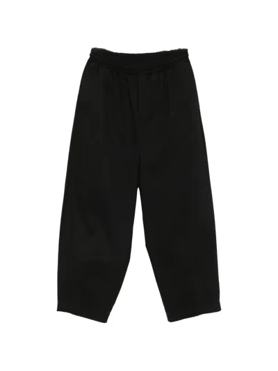 Imperial Elasticated-waistband Cropped Trousers In Black