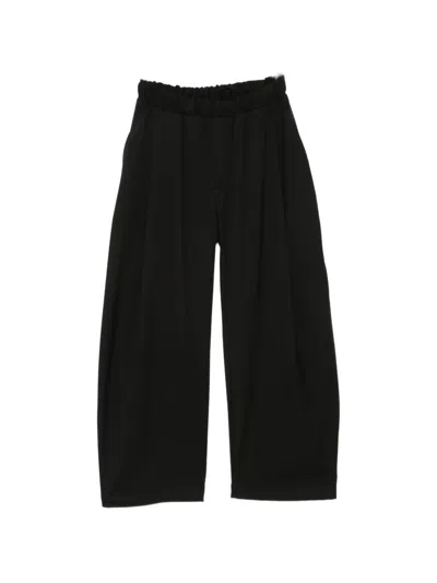 Imperial Elasticated-waistband Wide-leg Trousers In Black
