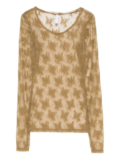 Imperial Floral-lace Long-sleeve Top In Green