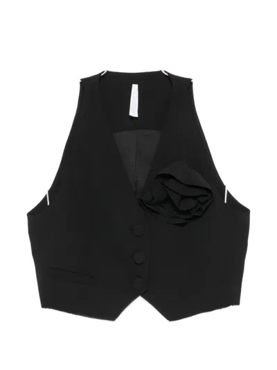 Imperial Floral-appliqué Cropped Top In Black