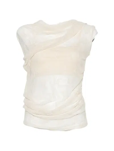 Imperial Floral-lace Draped Top In Neutral
