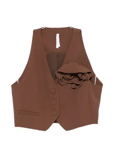 Imperial Flower-detail Cropped Top In Brown