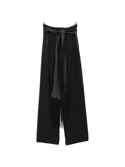 Imperial Fringe-trim Sash-waist Trousers In Black