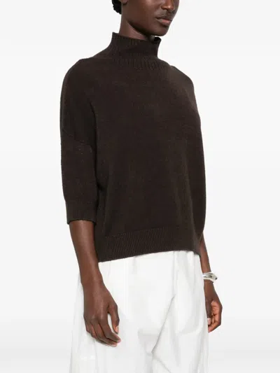 Imperial High-neck Short-sleeve Sweater In Purple