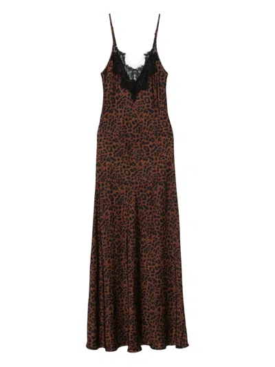 Imperial Lace Animal-print Maxi Dress In Brown