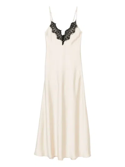 Imperial Lace-detail Maxi Dress In Neutral