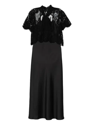 Imperial Lace-overlay Slip Midi Dress In Black