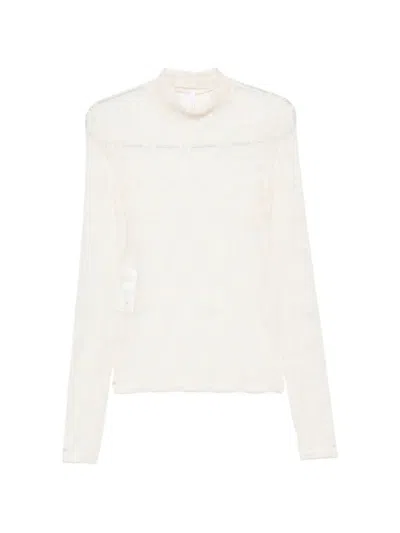 Imperial Lace Roll-neck Top In Neutral