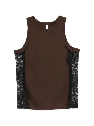 Imperial Lace Tank Top In Brown