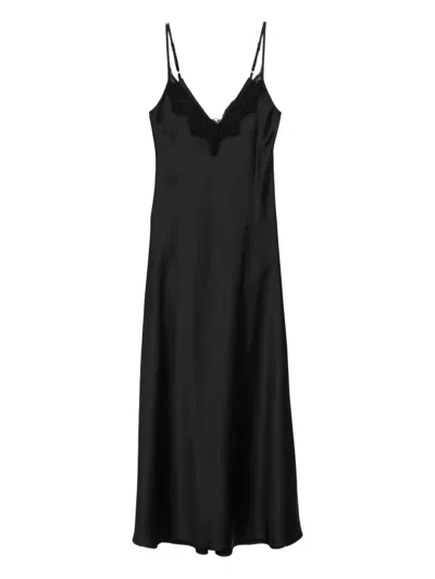Imperial Lace-trim Maxi Dress In Black