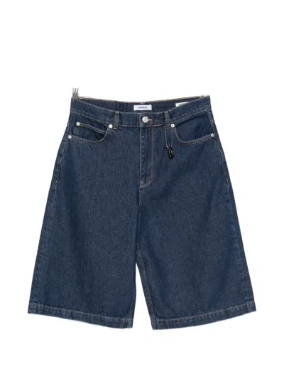 Imperial Logo-charm Denim Shorts In Blue