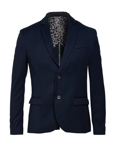Imperial Man Blazer Midnight Blue Size S Polyester, Viscose, Elastane In Animal Print