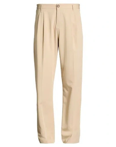Imperial Man Pants Beige Size 36 Polyester, Viscose, Elastane In Sand
