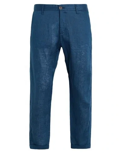 Imperial Man Pants Navy Size 32 Linen In Blue