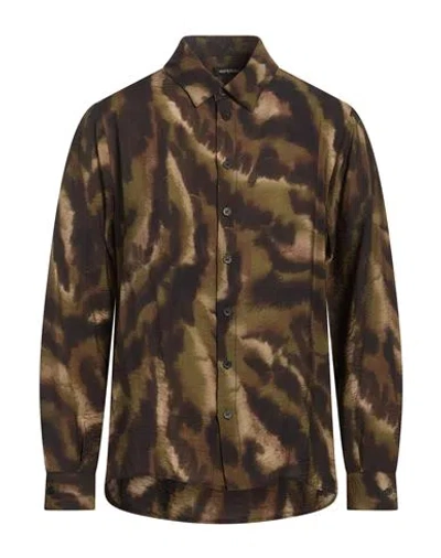 Imperial Man Shirt Military Green Size M Viscose, Polyamide In Brown