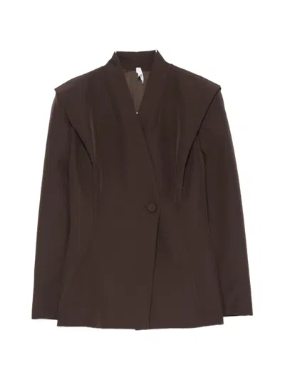 Imperial Padded-shoulder Single-breasted Jacket In Brown