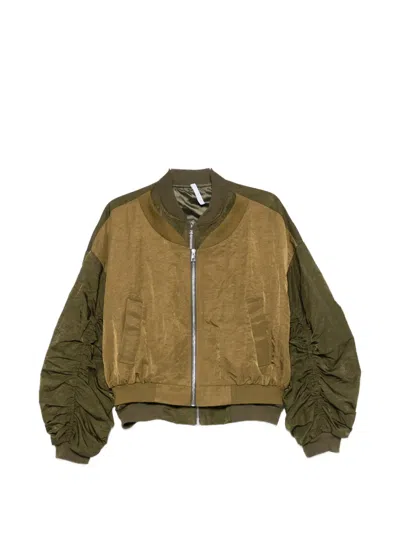 Imperial Panelled Ruched-sleeve Jacket In Green