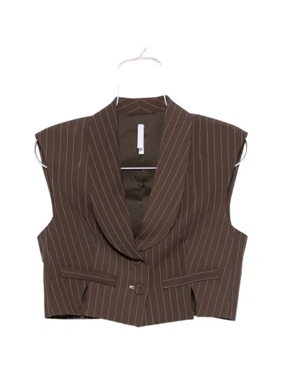 Imperial Pinstripe-pattern Cropped Gillet In Brown