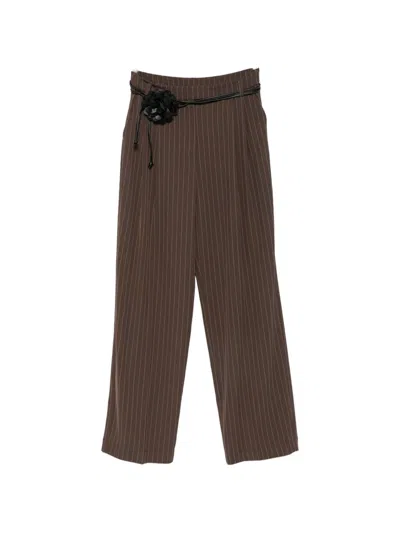 Imperial Pinstripe-pattern Pleated Trousers In Brown