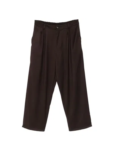 Imperial Pleated Wide-leg Trousers In Brown